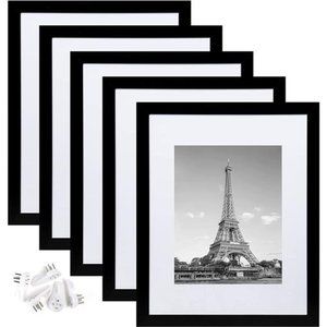 11x14 Picture Frame Set of 5,Display Pictures 8x10 with Mat or 11x14 Without Mat